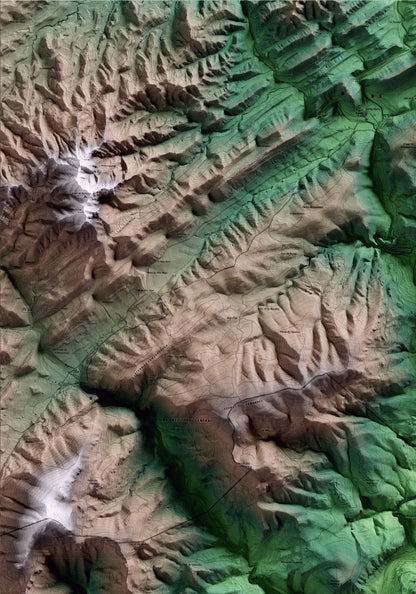 Mapa artístico del relieve de Querol, al Alt Camp, con 15 km de entorno y base topográfica ICGC. Detalle de la zona superior izquierda.