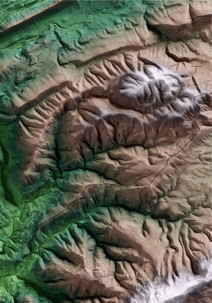 Mapa artístico del relieve de Querol, al Alt Camp, con 15 km de entorno y base topográfica ICGC. Detalle de la zona superior derecha.