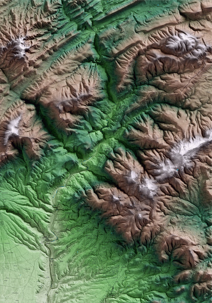 Mapa artístico del relieve de Querol, al Alt Camp, con 15 km de entorno y base topográfica ICGC