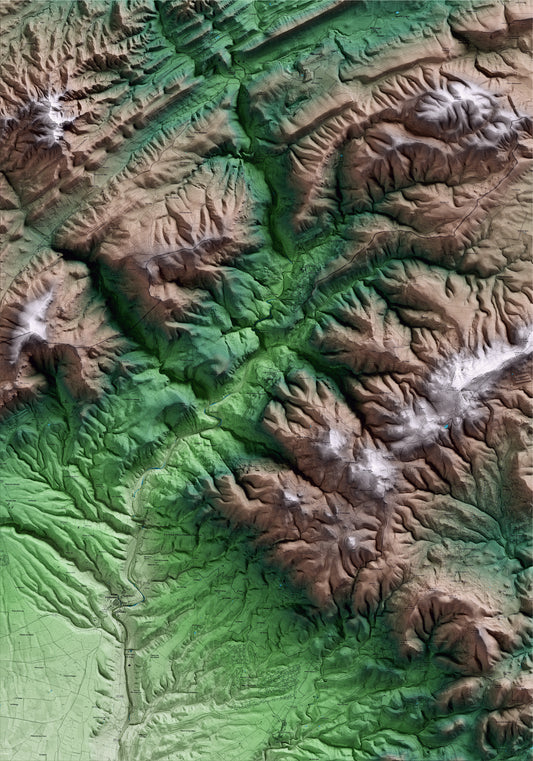Mapa artístico del relieve de Querol, al Alt Camp, con 15 km de entorno y base topográfica ICGC