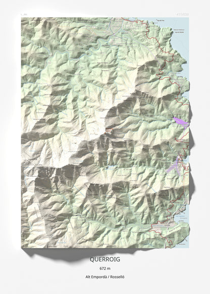 Mapa topogràfic del relleu: Querroig, 672 m. Làmina completa. 50 × 70 cm.