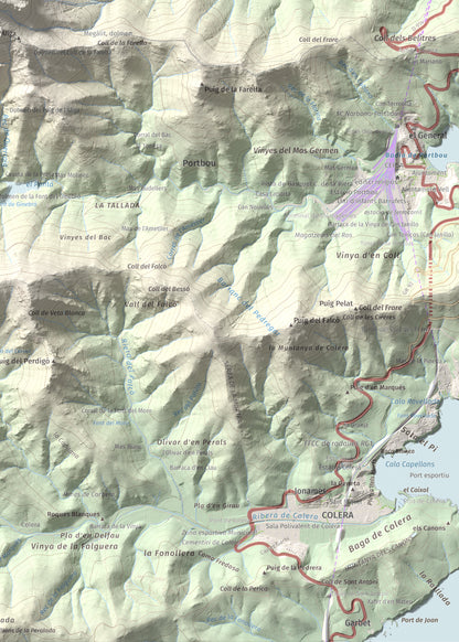 Mapa topogràfic del relleu: Querroig, 672 m. Detall de la zona inferior dreta. 50 × 70 cm.