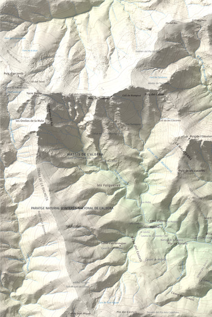 Mapa topogràfic del relleu: Querroig, 672 m. Detall de la zona inferior esquerra. 61 × 91 cm.