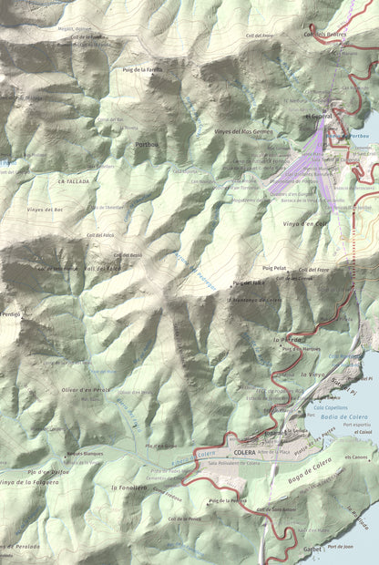 Mapa topogràfic del relleu: Querroig, 672 m. Detall de la zona inferior dreta. 61 × 91 cm.