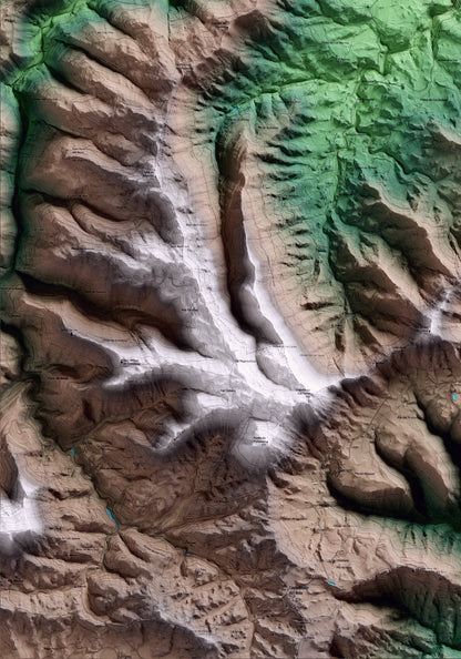 Mapa artístico del relieve de Rajadell, al Bages, con 15 km de entorno y base topográfica ICGC. Detalle de la zona inferior izquierda.