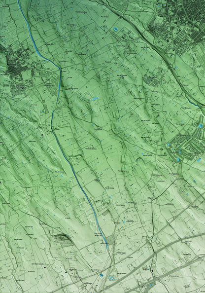Mapa artístico del relieve de Reus, al Baix Camp, con 15 km de entorno y base topográfica ICGC. Detalle de la zona inferior izquierda.