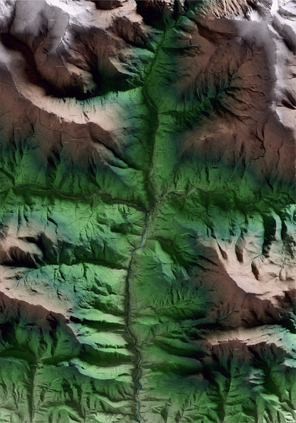 Mapa artístico del relieve de Ribes de Freser, al Ripollès, con 15 km de entorno y base topográfica ICGC
