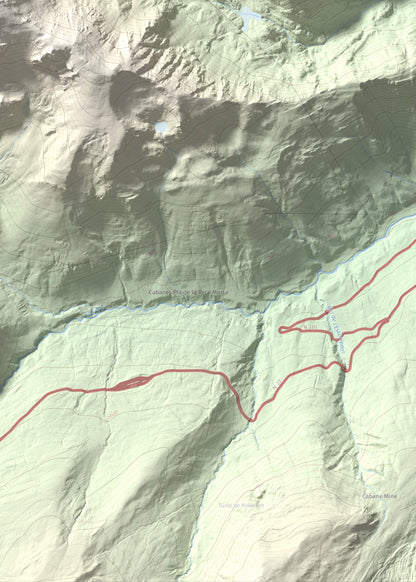 Mapa de relieve de Roc Melé, 2811 m, Andorra, lámina 100 Cims de Trobart. Detalle de la zona inferior derecha. 50 × 70 cm.
