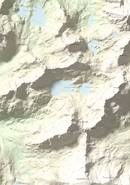 Mapa de relieve de Roc Melé, 2811 m, Andorra, lámina 100 Cims de Trobart. Detalle de la zona superior izquierda. 70 × 100 cm.