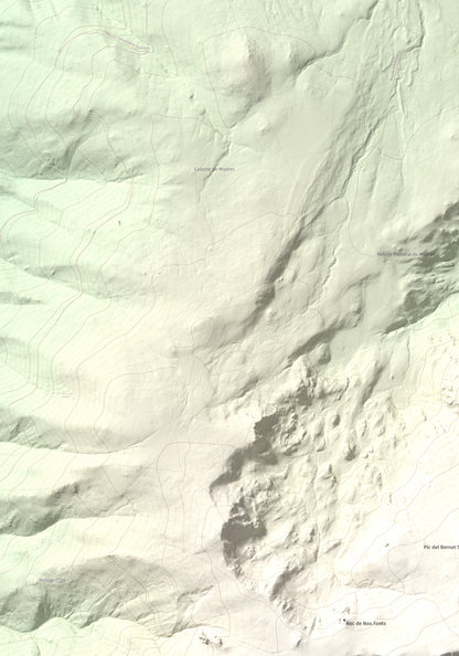 Mapa de relieve de Roc de Madres, 2469 m, Conflent, lámina 100 Cims de Trobart. Detalle de la zona superior izquierda. 70 × 100 cm.