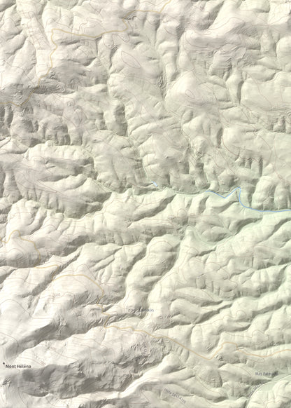 Mapa de relieve de Roc de Mallorca, 443 m, Rosselló, lámina 100 Cims de Trobart. Detalle de la zona inferior izquierda. 50 × 70 cm.