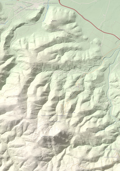 Mapa de relieve de Roc de Mallorca, 443 m, Rosselló, lámina 100 Cims de Trobart. Detalle de la zona superior izquierda. 70 × 100 cm.