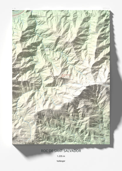 Mapa de relieve de Roc de Sant Salvador, 1235 m, Vallespir, lámina 100 Cims de Trobart 50 × 70 cm.