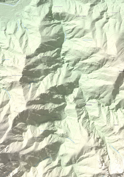 Mapa de relieve de Roc de Sant Salvador, 1235 m, Vallespir, lámina 100 Cims de Trobart. Detalle de la zona superior izquierda. 70 × 100 cm.