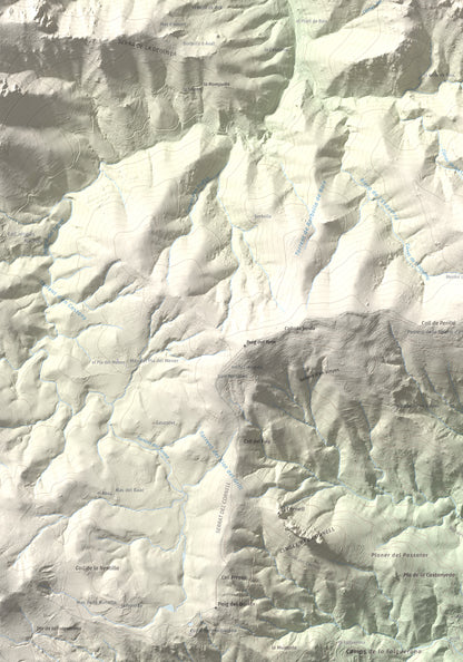 Mapa de relieve de Roc de Sant Salvador, 1235 m, Vallespir, lámina 100 Cims de Trobart. Detalle de la zona inferior izquierda. 70 × 100 cm.