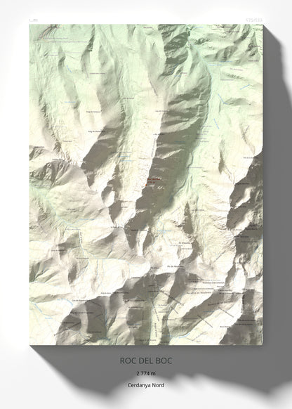 Mapa de relieve de Roc del Boc, 2774 m, Cerdanya Nord, lámina 100 Cims de Trobart 50 × 70 cm.