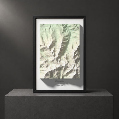 Mapa de relieve de Roc del Boc, 2774 m, Cerdanya Nord, lámina 100 Cims de Trobart. Presentación enmarcada. 61 × 91 cm.