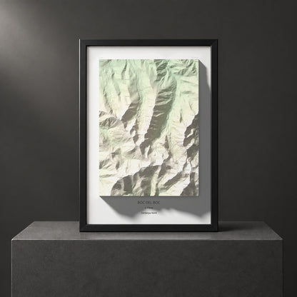 Mapa de relieve de Roc del Boc, 2774 m, Cerdanya Nord, lámina 100 Cims de Trobart. Presentación enmarcada. 70 × 100 cm.