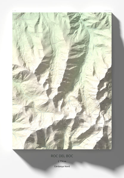 Mapa de relieve de Roc del Boc, 2774 m, Cerdanya Nord, lámina 100 Cims de Trobart 70 × 100 cm.