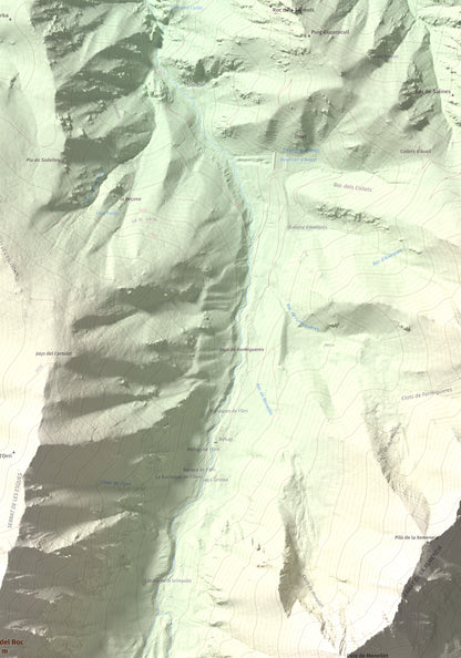 Mapa de relieve de Roc del Boc, 2774 m, Cerdanya Nord, lámina 100 Cims de Trobart. Detalle de la zona superior derecha. 70 × 100 cm.