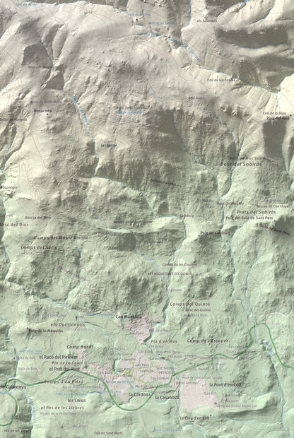Mapa de relieve de Roc del Comptador, 1451 m, Alt Empordà · Vallespir, lámina 100 Cims de Trobart. Detalle de la zona inferior derecha. 61 × 91 cm.