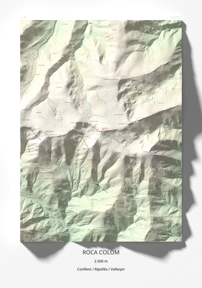 Mapa de relieve de Roca Colom, 2506 m, Conflent · Ripollès · Vallespir, lámina 100 Cims de Trobart 70 × 100 cm.