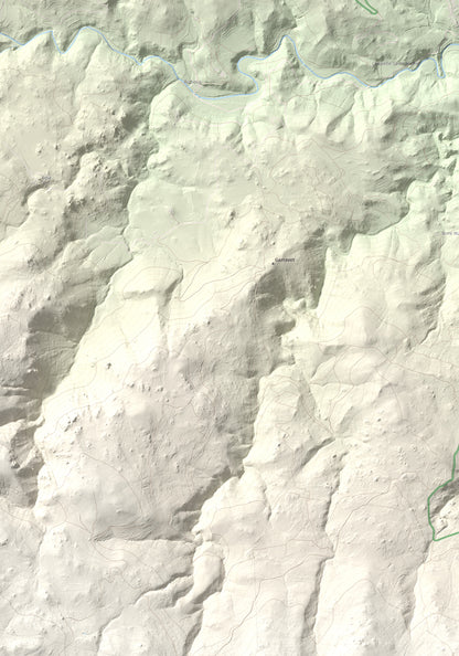 Mapa de relieve de Roca Gelera, 1110 m, Conflent, lámina 100 Cims de Trobart. Detalle de la zona superior izquierda. 70 × 100 cm.