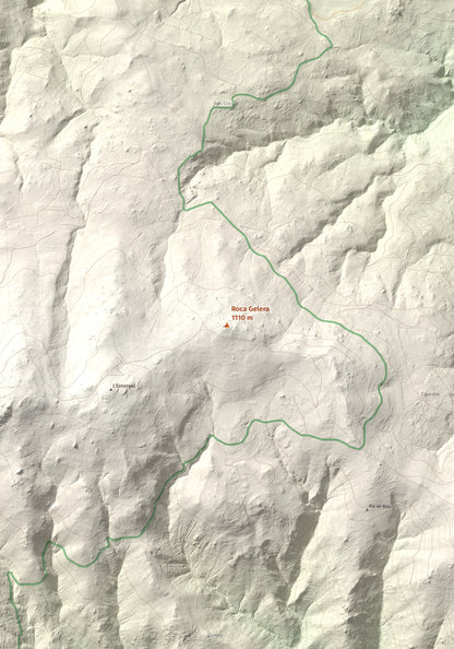 Mapa de relieve de Roca Gelera, 1110 m, Conflent, lámina 100 Cims de Trobart. Detalle de la zona central. 70 × 100 cm.