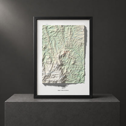 Mapa de relieve de Roca Sareny, 804 m, Bages · Vallès Occidental, lámina 100 Cims de Trobart. Presentación enmarcada. 21 × 30 cm.