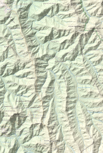 Mapa de relieve de Roca Sareny, 804 m, Bages · Vallès Occidental, lámina 100 Cims de Trobart. Detalle de la zona superior izquierda. 61 × 91 cm.