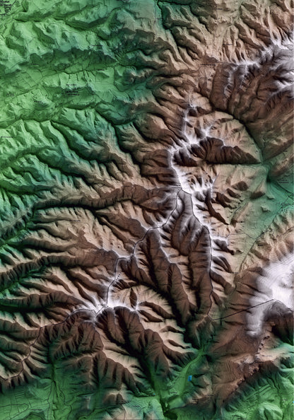 Mapa artístico del relieve de Rocafort de Queralt, a la Conca de Barberà, con 15 km de entorno y base topográfica ICGC. Detalle de la zona inferior derecha.
