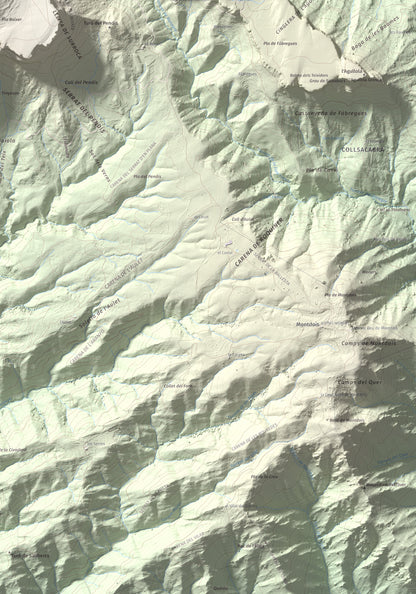 Mapa de relieve de Rocallarga, 1187 m, Osona, lámina 100 Cims de Trobart. Detalle de la zona inferior derecha. 70 × 100 cm.