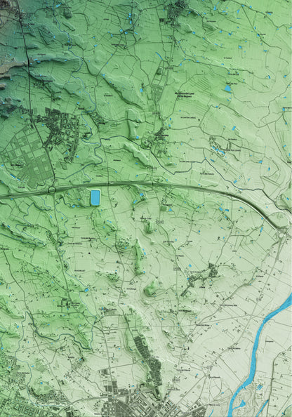 Mapa artístico del relieve de Rosselló, al Segrià, con 15 km de entorno y base topográfica ICGC. Detalle de la zona inferior derecha.