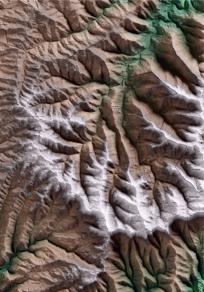 Mapa artístico del relieve de Rubió, al Anoia, con 15 km de entorno y base topográfica ICGC. Detalle de la zona superior derecha.