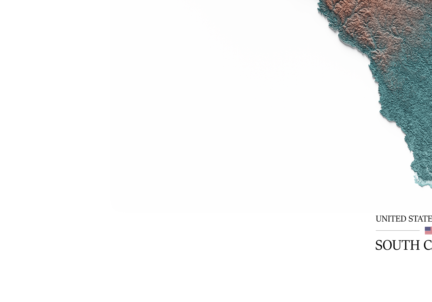 CAROLINA DEL SUR. Mapa de relieve con contraste.