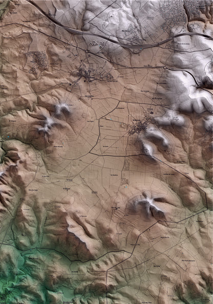 Mapa artístico del relieve de Salomó, al Tarragonès, con 15 km de entorno y base topográfica ICGC. Detalle de la zona superior derecha.
