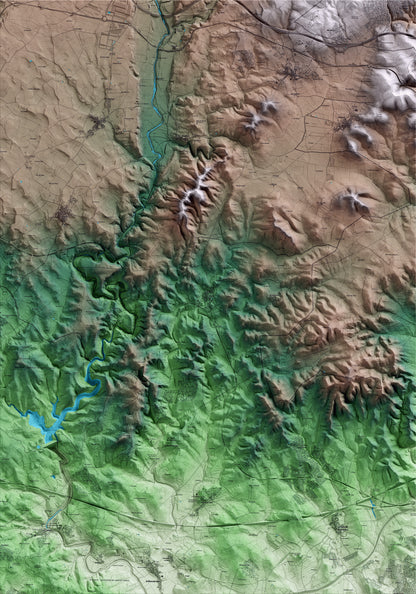 Mapa artístico del relieve de Salomó, al Tarragonès, con 15 km de entorno y base topográfica ICGC