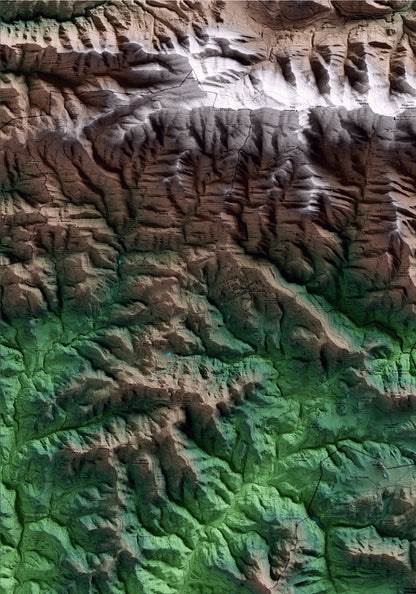 Mapa artístico del relieve de Sant Agustí de Lluçanès, a Osona, con 15 km de entorno y base topográfica ICGC. Detalle de la zona superior izquierda.