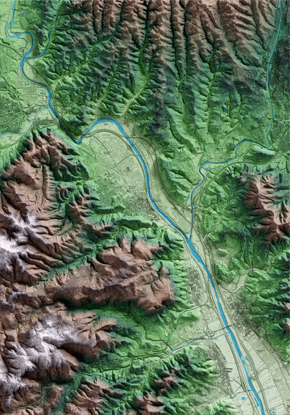 Mapa artístico del relieve de Sant Andreu de la Barca, al Baix Llobregat, con 15 km de entorno y base topográfica ICGC