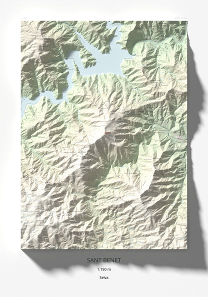 Mapa de relieve de Sant Benet, 1150 m, Selva, lámina 100 Cims de Trobart 70 × 100 cm.