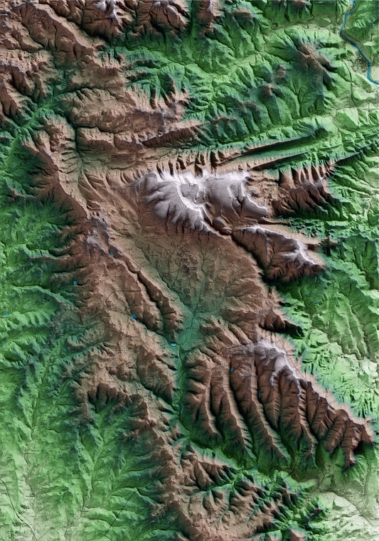Mapa artístico del relieve de Sant Boi de Lluçanès, a Osona, con 15 km de entorno y base topográfica ICGC