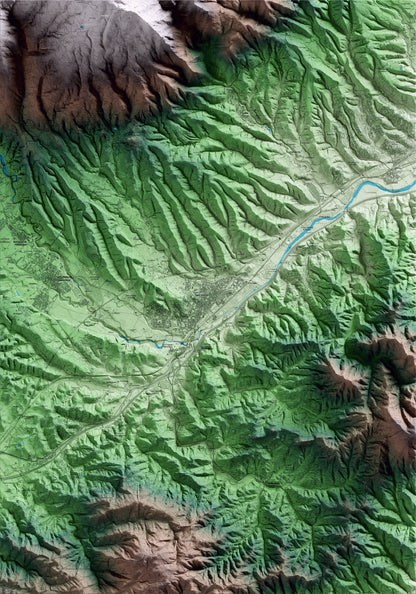 Mapa artístico del relieve de Sant Celoni, al Vallès Oriental, con 15 km de entorno y base topográfica ICGC