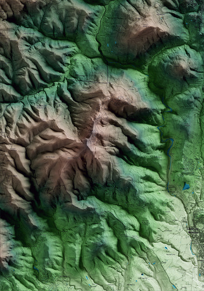Mapa artístico del relieve de Sant Feliu de Codines, al Vallès Oriental, con 15 km de entorno y base topográfica ICGC. Detalle de la zona inferior izquierda.