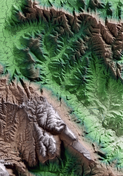 Mapa artístico del relieve de Sant Feliu de Pallerols, a la Garrotxa, con 15 km de entorno y base topográfica ICGC