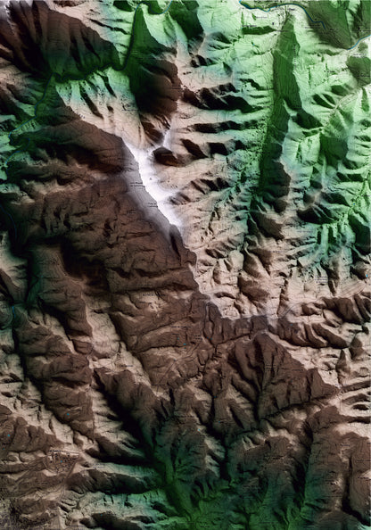 Mapa artístico del relieve de Sant Hilari Sacalm, a la Selva, con 15 km de entorno y base topográfica ICGC. Detalle de la zona superior derecha.