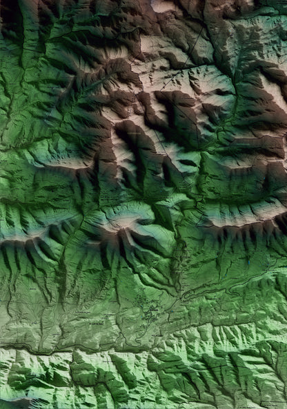 Mapa artístico del relieve de Sant Jaume de Frontanyà, al Berguedà, con 15 km de entorno y base topográfica ICGC. Detalle de la zona inferior izquierda.
