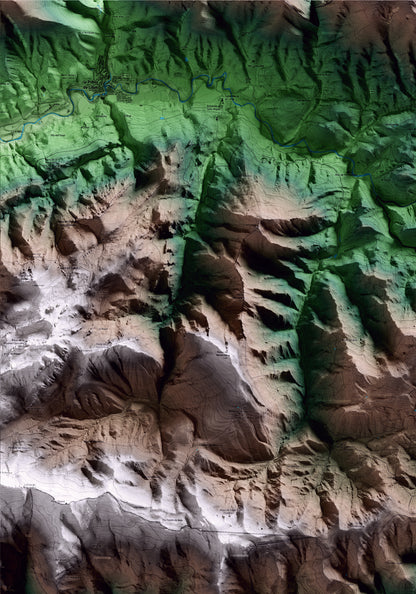Mapa artístico del relieve de Sant Jaume de Frontanyà, al Berguedà, con 15 km de entorno y base topográfica ICGC. Detalle de la zona superior izquierda.