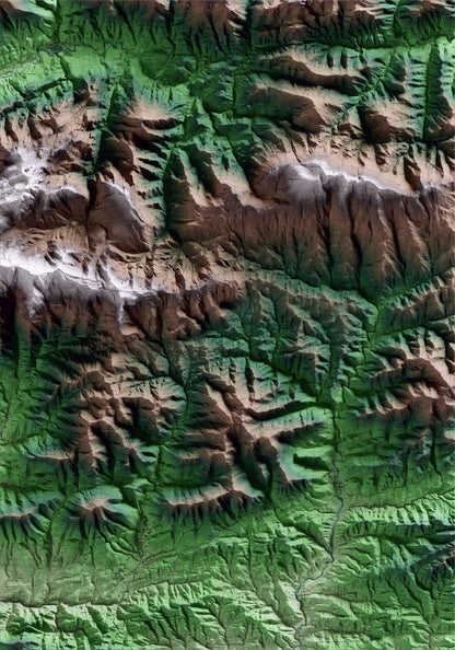 Mapa artístico del relieve de Sant Jaume de Frontanyà, al Berguedà, con 15 km de entorno y base topográfica ICGC