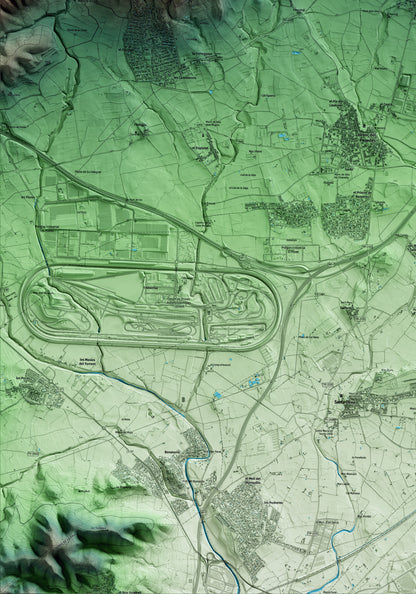 Mapa artístico del relieve de Sant Jaume dels Domenys, al Baix Penedès, con 15 km de entorno y base topográfica ICGC. Detalle de la zona inferior izquierda.