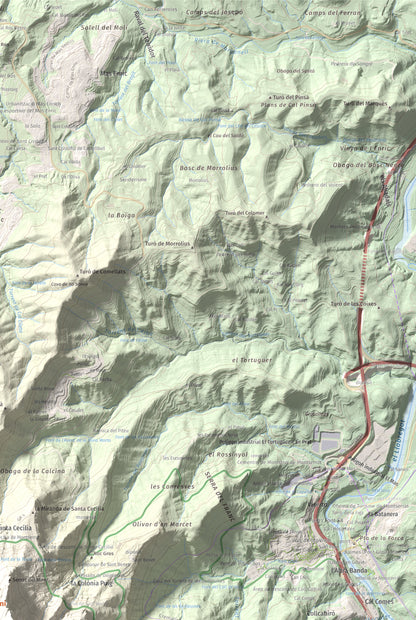 Mapa de relieve de Sant Jeroni, 1236 m, Anoia · Bages, lámina 100 Cims de Trobart. Detalle de la zona superior derecha. 61 × 91 cm.
